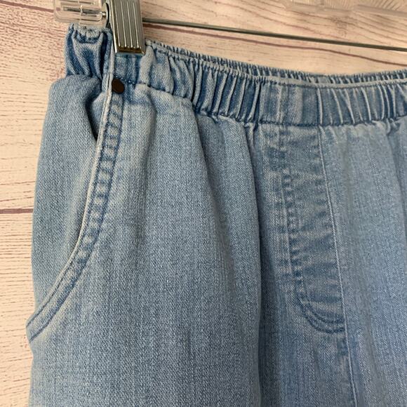 Allison Daley Retro Denim Jean Capris Pull On Button Detail Legs Size 6 Petite - Picture 12 of 16